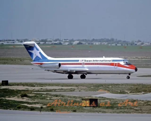 Texas International Douglas DC-9-14 at DFW in April 1975 8"x12" Color Print