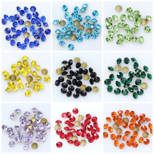 Wholesale Top Quality Czech Glass Crystal Rhinestones Round Pointed Foiled Back