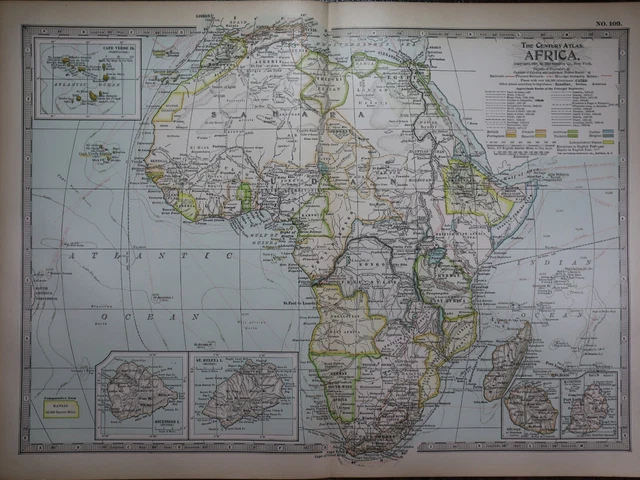 Old 1902 Century Atlas Map ~ AFRICA ~(12x16) -#1176