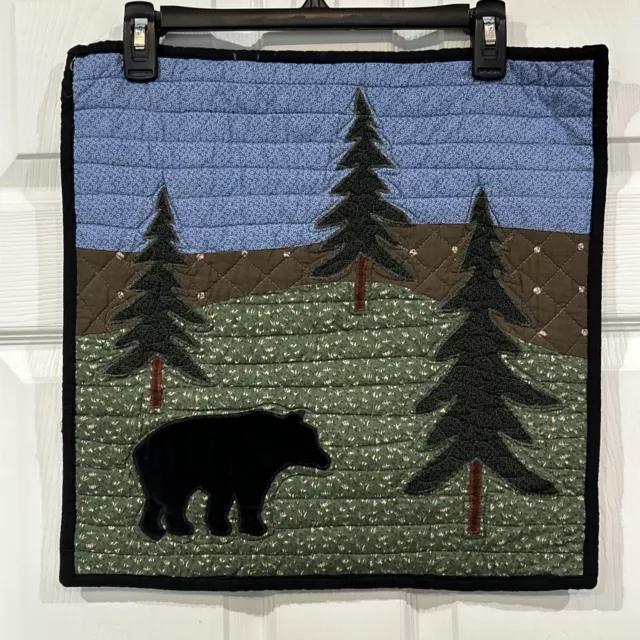 Donna Sharp Quilted Zippered Throw Pillow Cover Bear Lake Lodge Trees 16" X 16"