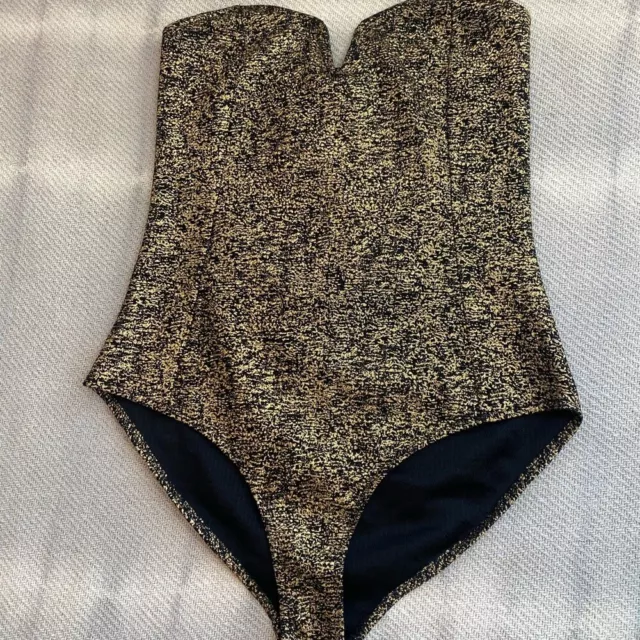 Oh My Love London One Piece Swim Bathing Suit Medium NWT $88 Black Gold Bride