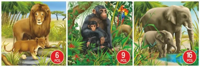 D-Toys Lion Monkey Elephant Children's Jigsaw Puzzle Animal 3-Pack - 6, 9 & 1...