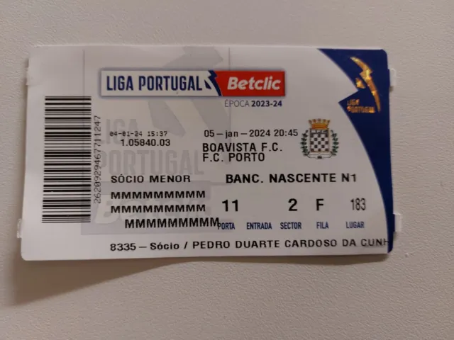 Used Sammler Ticket 1.Liga Portugal 2023/24 Boavista FC vs FC Porto