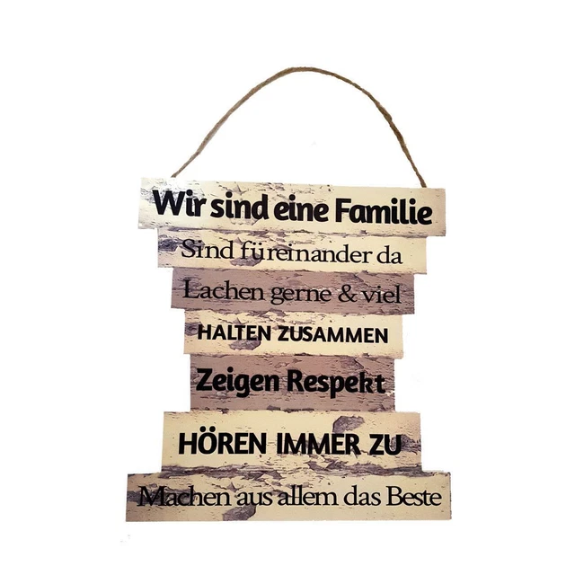 HOLZSCHILD FAMILIE FAMILIENREGELN Wanddeko Küche Family Text Spruch