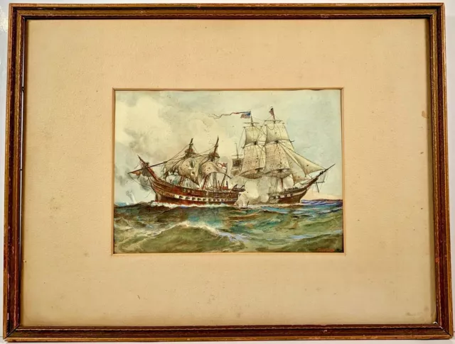 Listed Artist Julian Oliver Davidson (1853-1894) Signed Nautical Watercolor