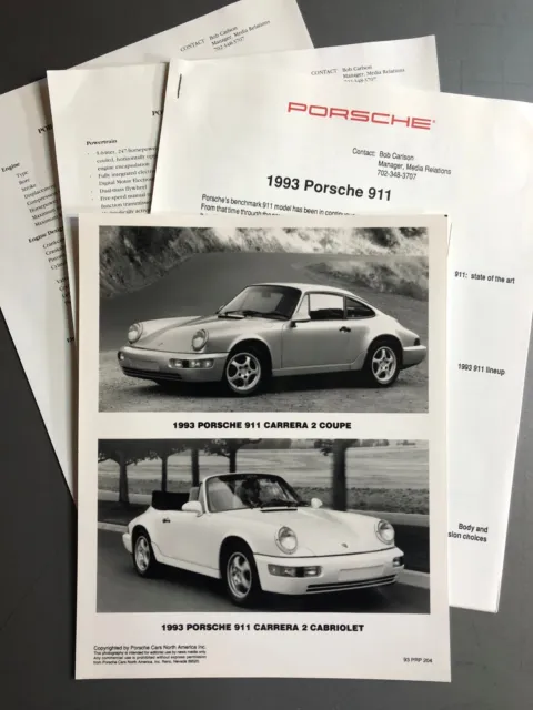 1993 Porsche 911 Carrera 2 PCNA issued Press Release RARE!! Awesome L@@K