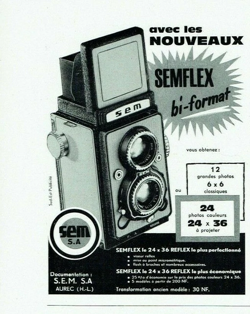 Publicité Papier Ancienne Pour Appareil Photo SEMFLEX - Année 1957 - Bon état