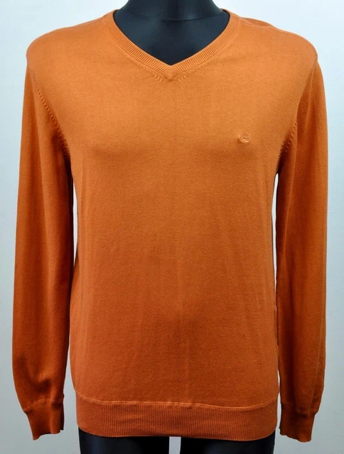 Cammello Active Uomo Piccolo Cotone Maglione Arancione Scollo A V Maglia S Top