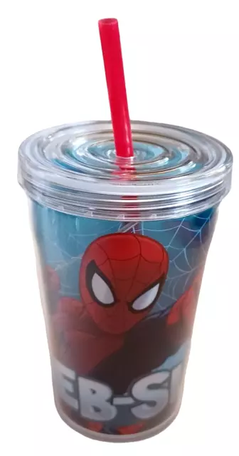 Vaso de plástico Amazing Spider-Man Web Slinger LIBRE DE BPA con tapa NUEVO