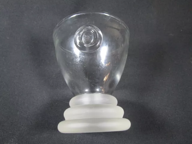 Lovely Vintage Art Glass Goblet Vase Clear Glass With Frosted Glass Base 2