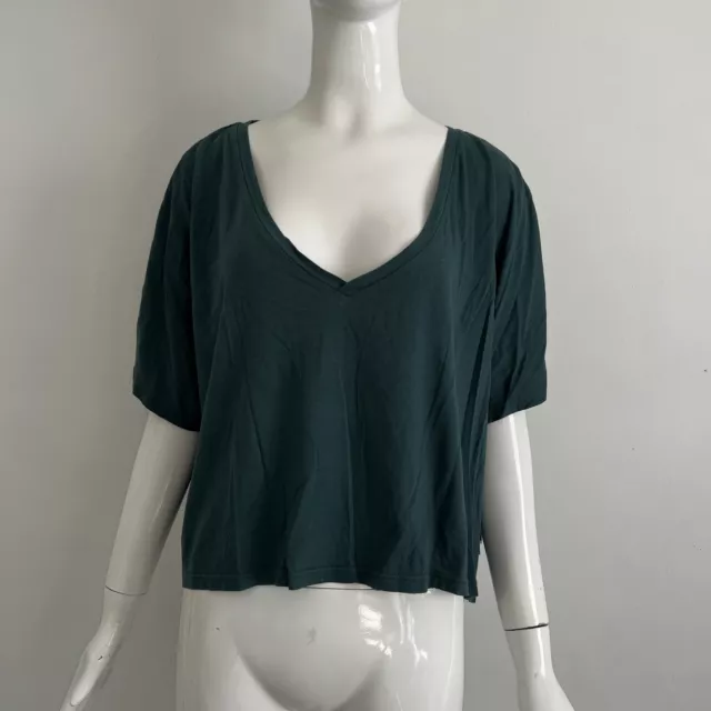 NWT Bp Womens Crop Top Green Moss Short Sleeve Scoop Neck High Low Plus 2X New