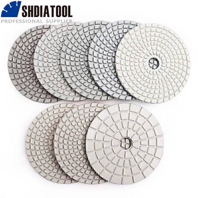8 pz 4 pollici/105 mm cuscinetti lucidanti flessibili diamanti bagnati 4 pollici/105 mm set levigatura bianca per granito