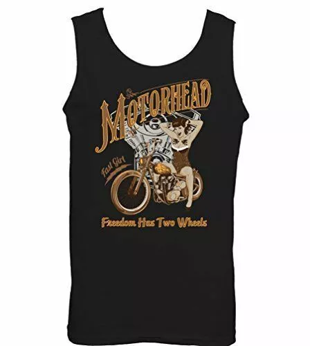 Biker Vest Cafe Racer Motorhead Freedom Has Two Wheels Mens Motorcycle