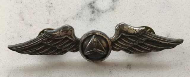 Ww2 Era Civil Air Patrol Cap Flight Wings Wing Badge Pin Pilot Silver Plated