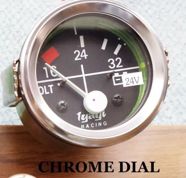 2" 52Mm Car Universal 16-32V Voltmeter Clock  Chrome 24V Dial Gauge
