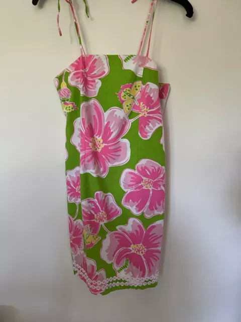 Lilly Pulitzer SZ 12 Pink Green Floral Dress