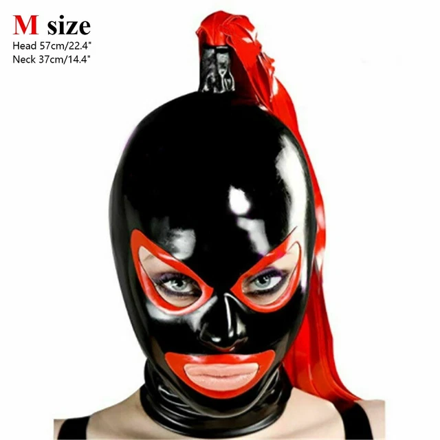 Latex Hood with Latex Wig Back Zipper Rubber Mask Clubwear Fetish Cosplay BDSM