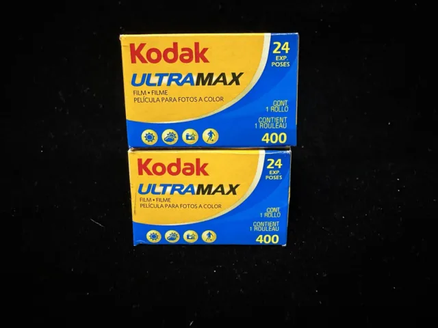 Lote de 2 rollos Kodak UltraMax 400 35 mm película a color 24 exposiciones caducadas