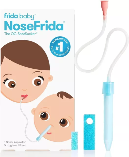 Genuine Nosefrida Nose Frida Baby Toddler Snotsucker Nasal Aspirator + 4 Filters
