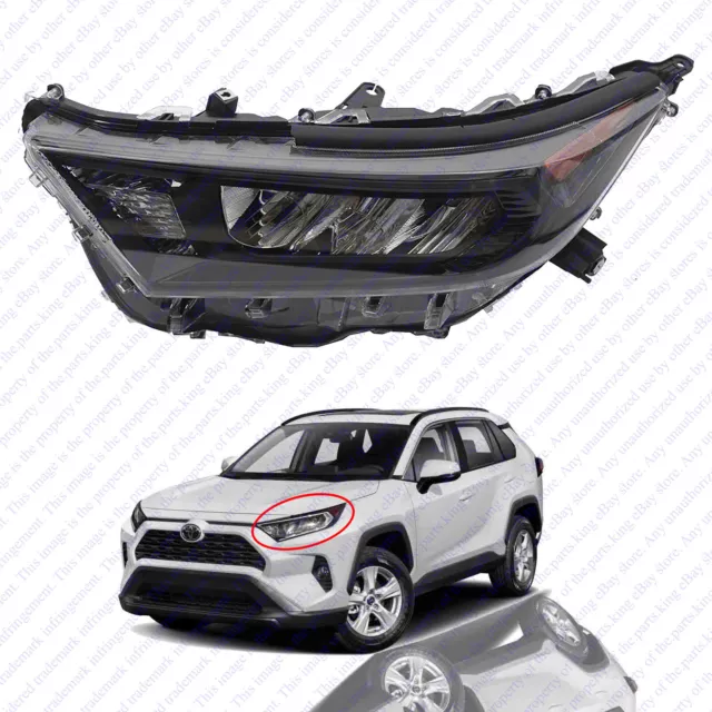 For 2019 - 2022 Toyota RAV4 LE XLE Headlight Assembly Black Left Driver w LED