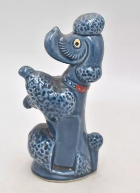 Vintage Mid Century Blue Poodle Dog Figurine Statue Ornament Decorative
