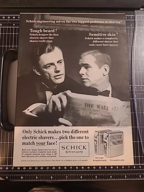 Schick Electric Razor Print Ad 1962 8x11 Vintage