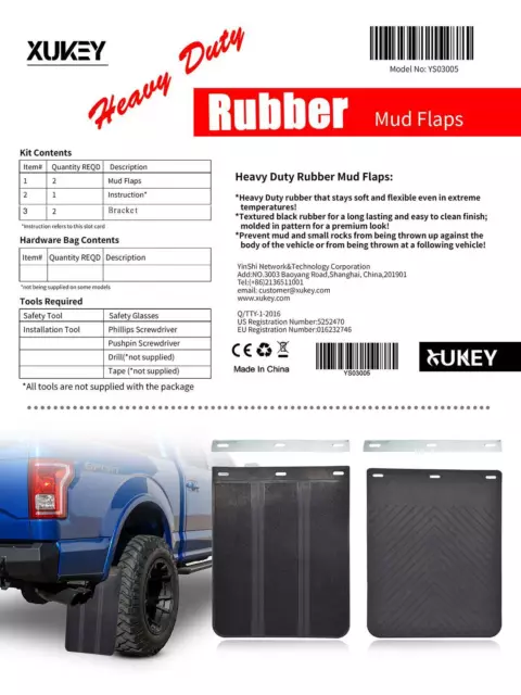 Mud Flaps 12"x 15" Semi Truck Trailer HEAVY DUTY 4MM Thick RUBBER Pair USA