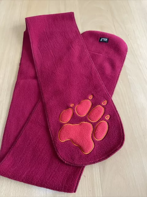 Jack Wolfskin Front Paw Schal mit Tatze, rot,  Fleece, fast wie NEU