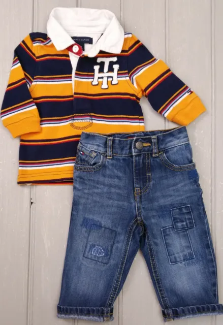 Camicia da rugby e jeans denim bambini TOMMY HILFIGER 3-6 mesi ex con