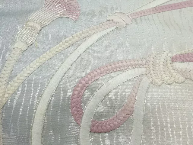 6496183: Japanese Kimono / Antique Nagoya Obi / Embroidery / Kumihimo Cord