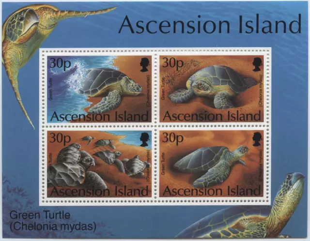 Ascension 1994 Kleinbogen "Schildkröten" turtles, MiNr Block 26 ** MNH