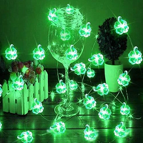 14 feet 40 Led St. Patrick's Day String Lights, Battery Operated Green Led