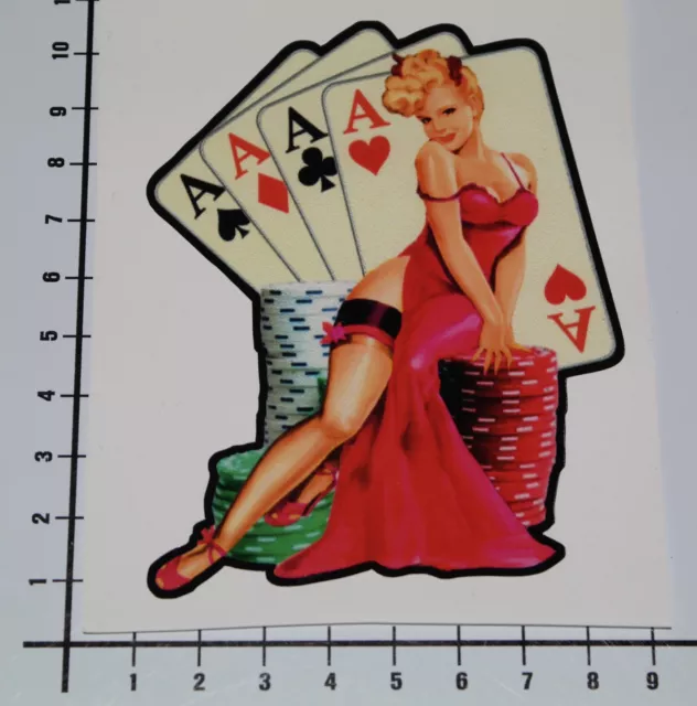 PIN UP CARDS VINTAGE Aufkleber Sticker Old School Auto Girl Decal Poker V8 Pu055