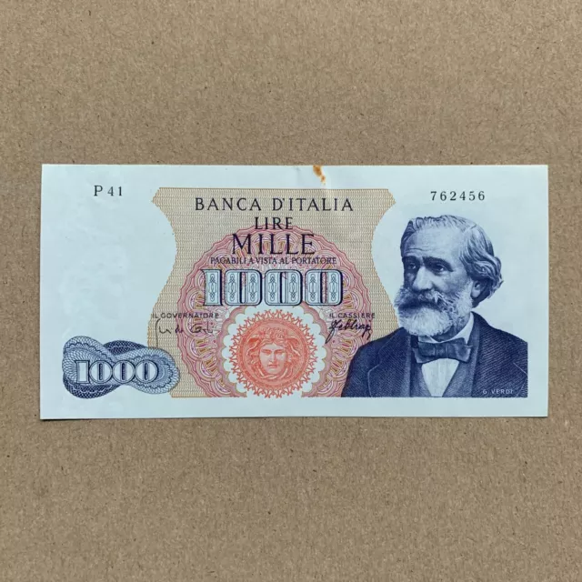 Giuseppe Verdi Note Italy 1000 Lire Banknote 1966 Italian Currency Paper Money