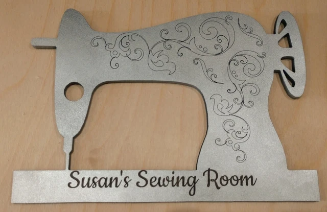 Personnalisé Couture Chambre Signe Machine à Coudre Nom Neuf Noir Argent Cadeau