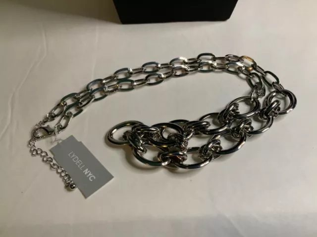 Necklace Chain Link Silver Tone 26” Heavy Statement Lydell NYC 2