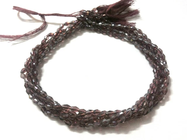 5 Strand Mystic Rhodolite Quartz Barrel Faceted 4x6mm Quartz Loose Beads 14"inch