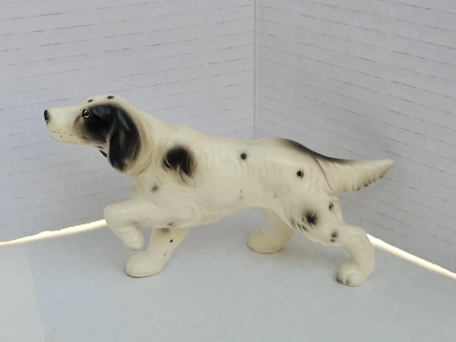Vintage ENGLISH SETTER Pointer Porcelain Figurine Japan Purebred Dog 3" x 6"