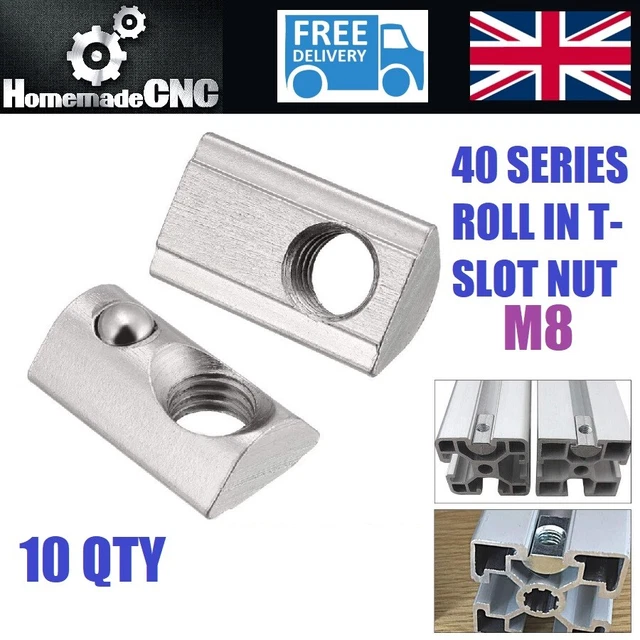 10qty 40 Serie Roll-In T-Nut Mutter M8 - federbeladenes Lager - Neu - Kostenloser Versand