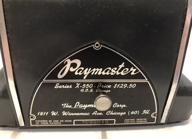 Paymaster - Series X-550 - Check Writer Printer -  7 Column  -  With Key