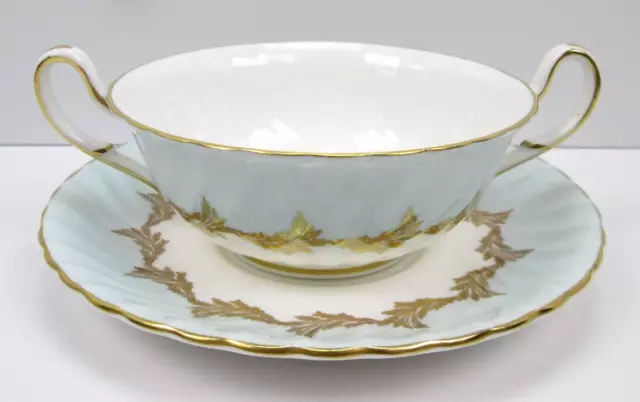 EB Foley England Wyvern Pattern China Cream Soup Bowl and Saucer Vintage 1950