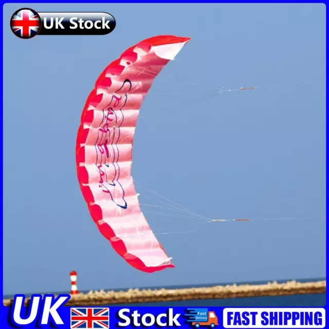 Dual Line Stunt Parafoil Parachute Rainbow Sports Beach Kite (Red) UK