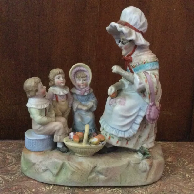 Antique Figural Group Rudolstadt Ernst Bohne Söhne Dresden Porcelain Grandmother