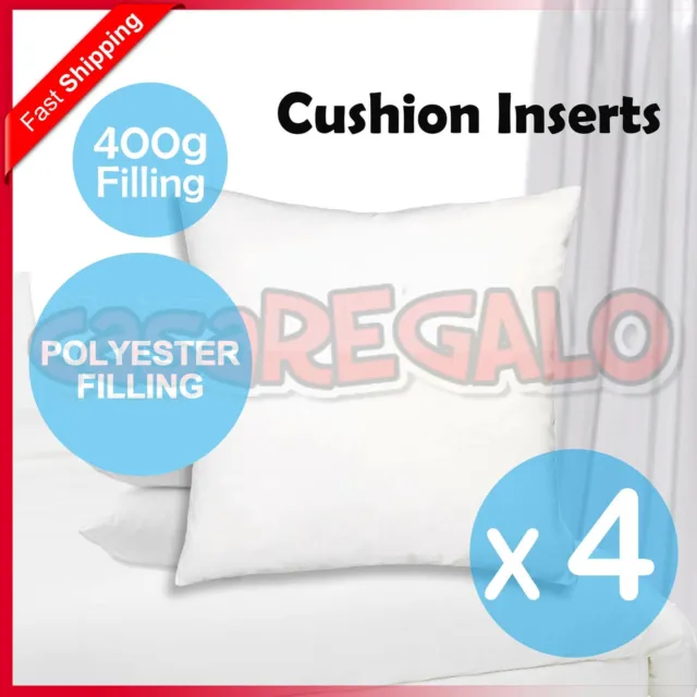 4x Pillow Memory Resilient Cushion Inserts Polyester Microfibre Filling 40x40cm