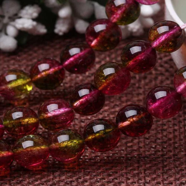 12MM Natural Watermelon Tourmaline Round Gemstone Loose Beads 15" Glowing Pray