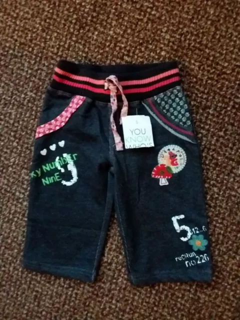 Bnwt - Girls/Boys - Embroidered/Patterned Denim Trousers - Age 3-6 Months