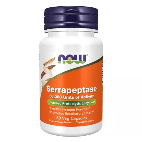 Serrapeptase 60,000 Unidades 60 Pastillas Vegetales Por Now Foods