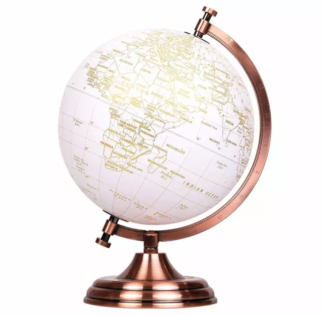 Exerz Educational Swivel World Globe Metallic Gold Desktop Globe Dia 20CM