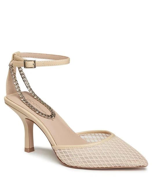 BCBGeneration Womens Mayah Ankle Chain Pump, NATURAL, Size 11.0