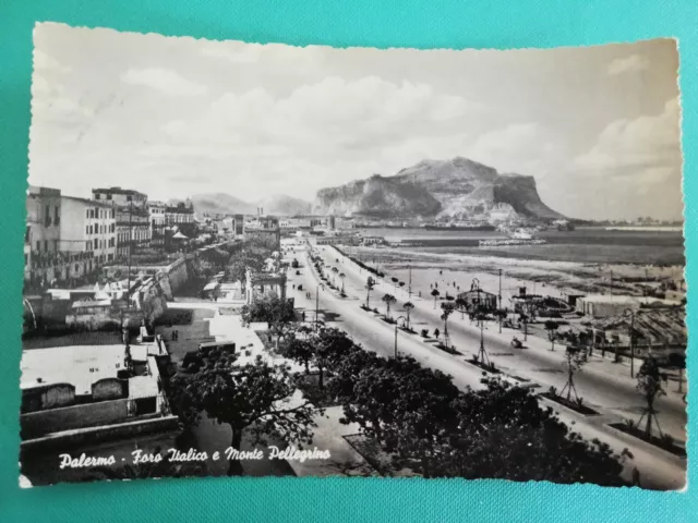 Cartolina Post Card - Palermo Foro Italico e Monte Pellegrino viaggiata nel 1955